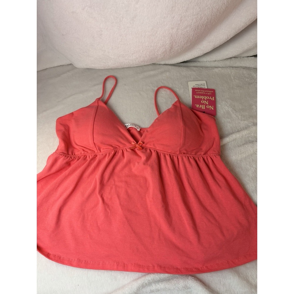 Good Days Project Coral Pink Babydoll Cami Top Wire-Free Support XL NWT Coquette